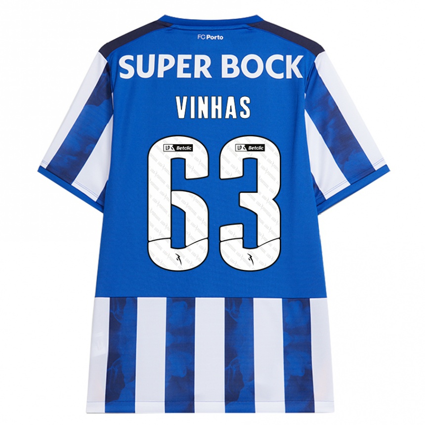 Kinder Fußball David Vinhas #63 Blau Weiß Heimtrikot Trikot 2024/25 T-Shirt Luxemburg