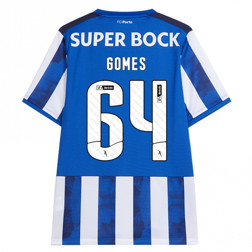 Kinder Fußball Luís Gomes #64 Blau Weiß Heimtrikot Trikot 2024/25 T-Shirt Luxemburg