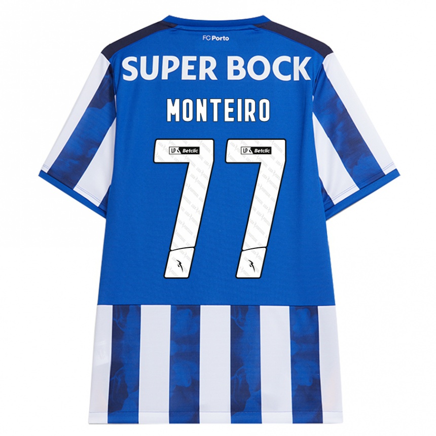 Kinder Fußball Rui Monteiro #77 Blau Weiß Heimtrikot Trikot 2024/25 T-Shirt Luxemburg