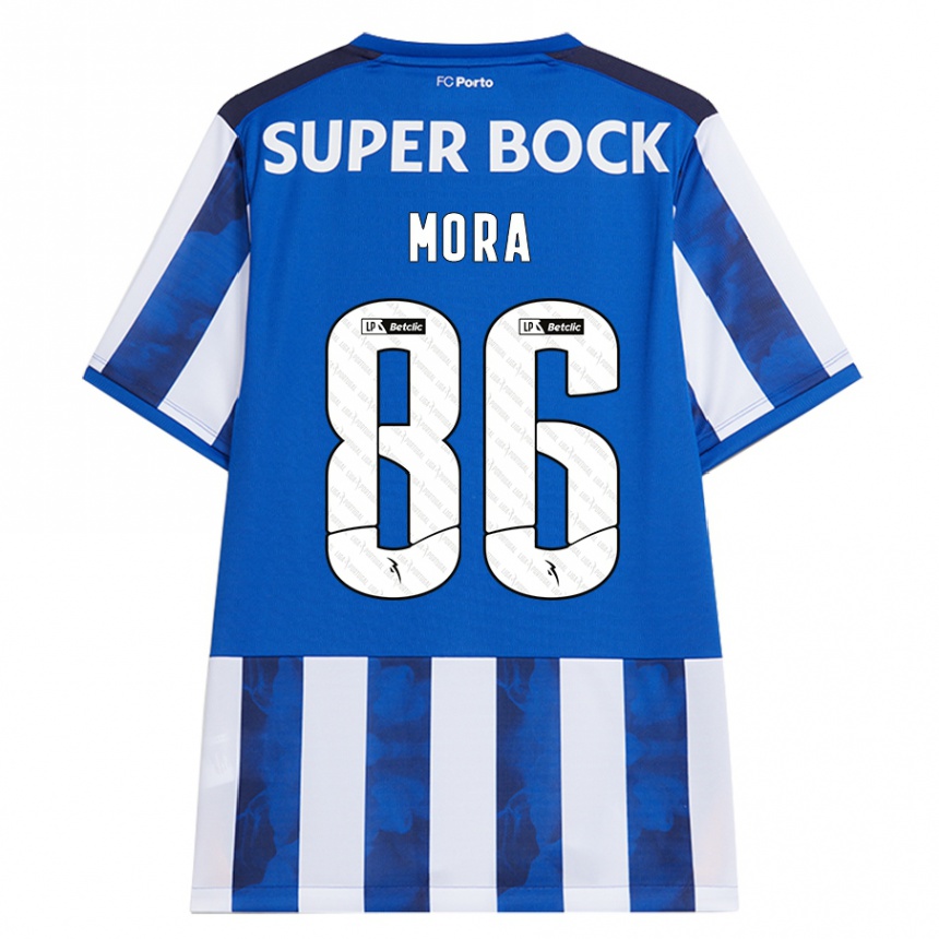 Kinder Fußball Rodrigo Mora #86 Blau Weiß Heimtrikot Trikot 2024/25 T-Shirt Luxemburg