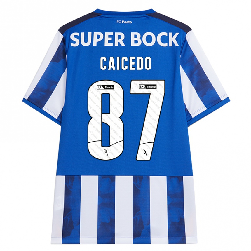 Kinder Fußball Brayan Caicedo #87 Blau Weiß Heimtrikot Trikot 2024/25 T-Shirt Luxemburg