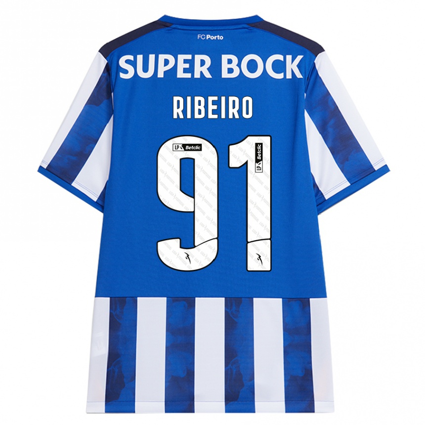 Kinder Fußball Gonçalo Ribeiro #91 Blau Weiß Heimtrikot Trikot 2024/25 T-Shirt Luxemburg