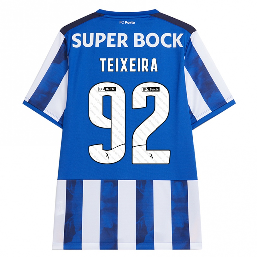 Kinder Fußball João Teixeira #92 Blau Weiß Heimtrikot Trikot 2024/25 T-Shirt Luxemburg