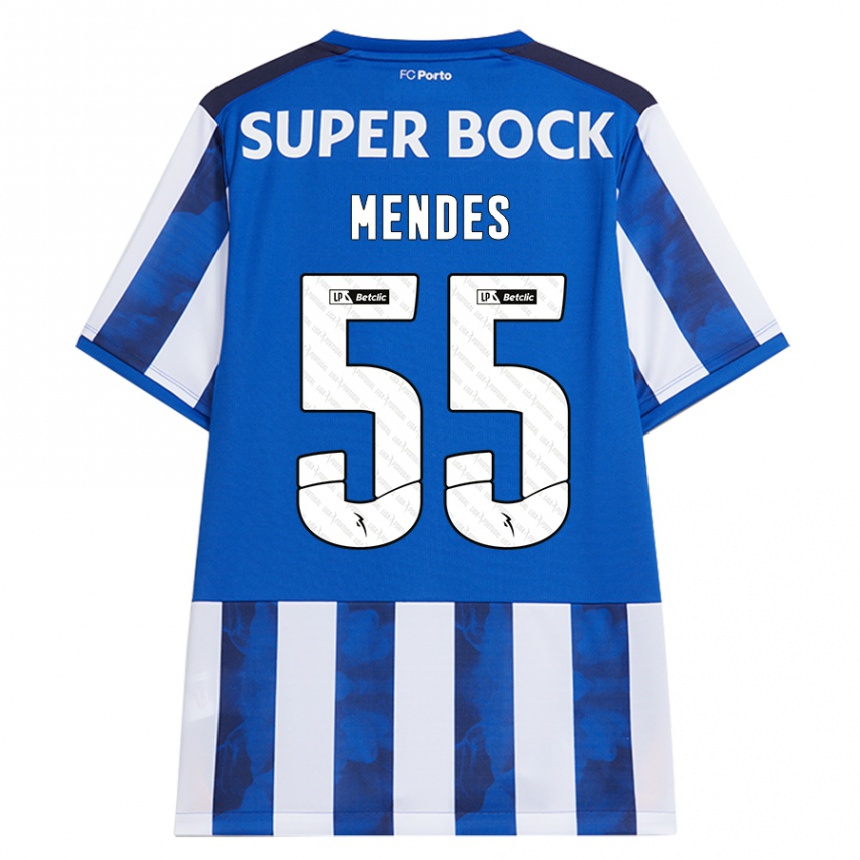 Kinder Fußball João Mendes #55 Blau Weiß Heimtrikot Trikot 2024/25 T-Shirt Luxemburg