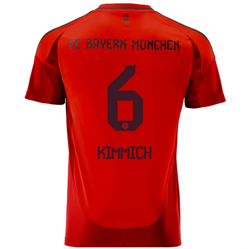 Kinder Fußball Joshua Kimmich #6 Rot Heimtrikot Trikot 2024/25 T-Shirt Luxemburg