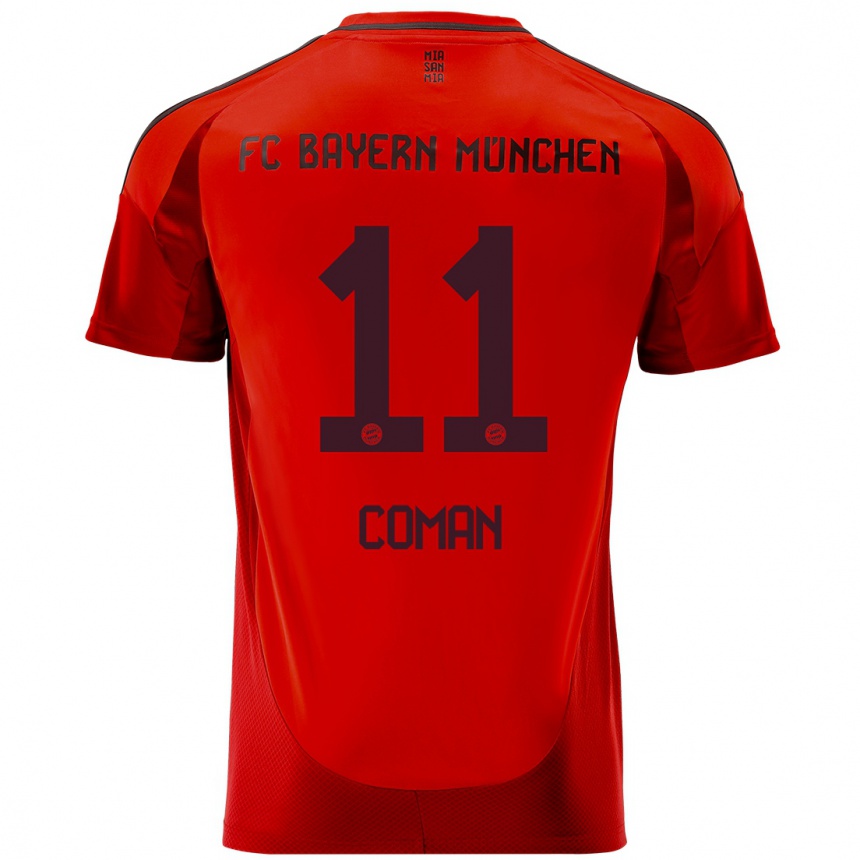 Kinder Fußball Kingsley Coman #11 Rot Heimtrikot Trikot 2024/25 T-Shirt Luxemburg