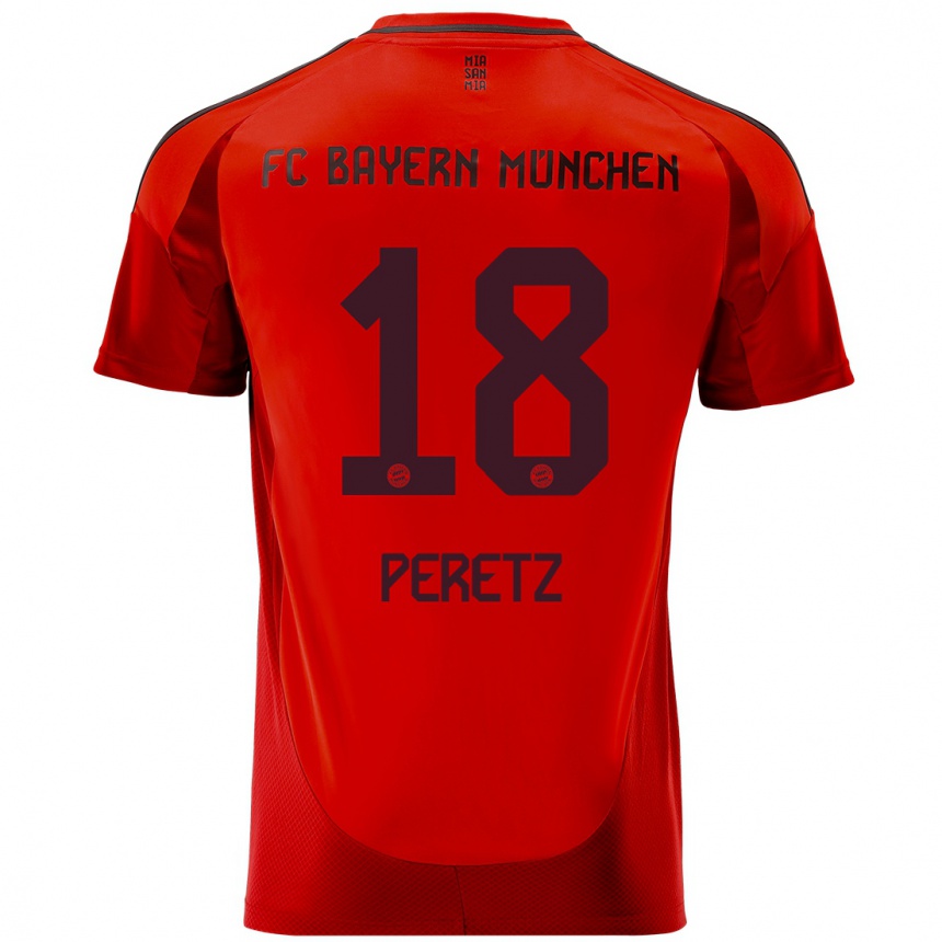 Kinder Fußball Daniel Peretz #18 Rot Heimtrikot Trikot 2024/25 T-Shirt Luxemburg