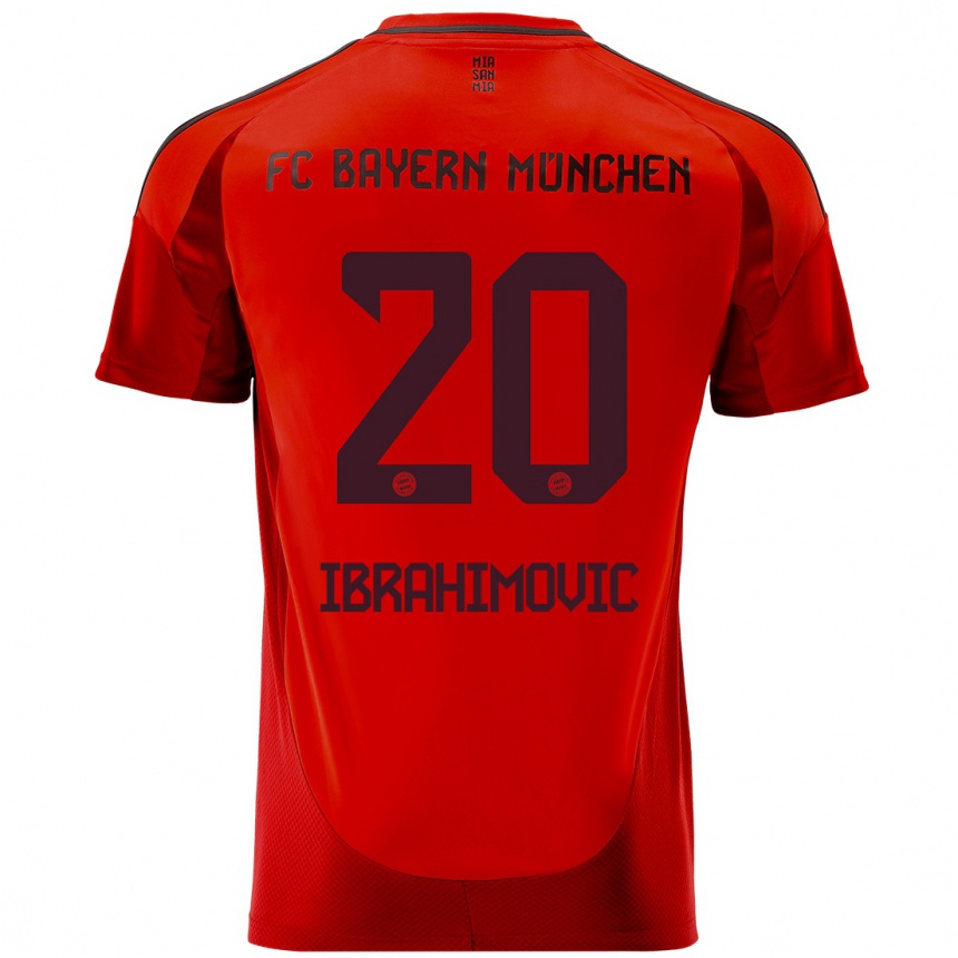 Kinder Fußball Arijon Ibrahimovic #20 Rot Heimtrikot Trikot 2024/25 T-Shirt Luxemburg