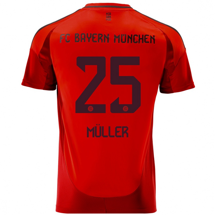 Kinder Fußball Thomas Müller #25 Rot Heimtrikot Trikot 2024/25 T-Shirt Luxemburg