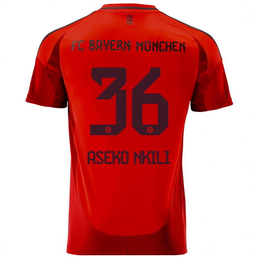 Kinder Fußball Noel Aseko Nkili #36 Rot Heimtrikot Trikot 2024/25 T-Shirt Luxemburg