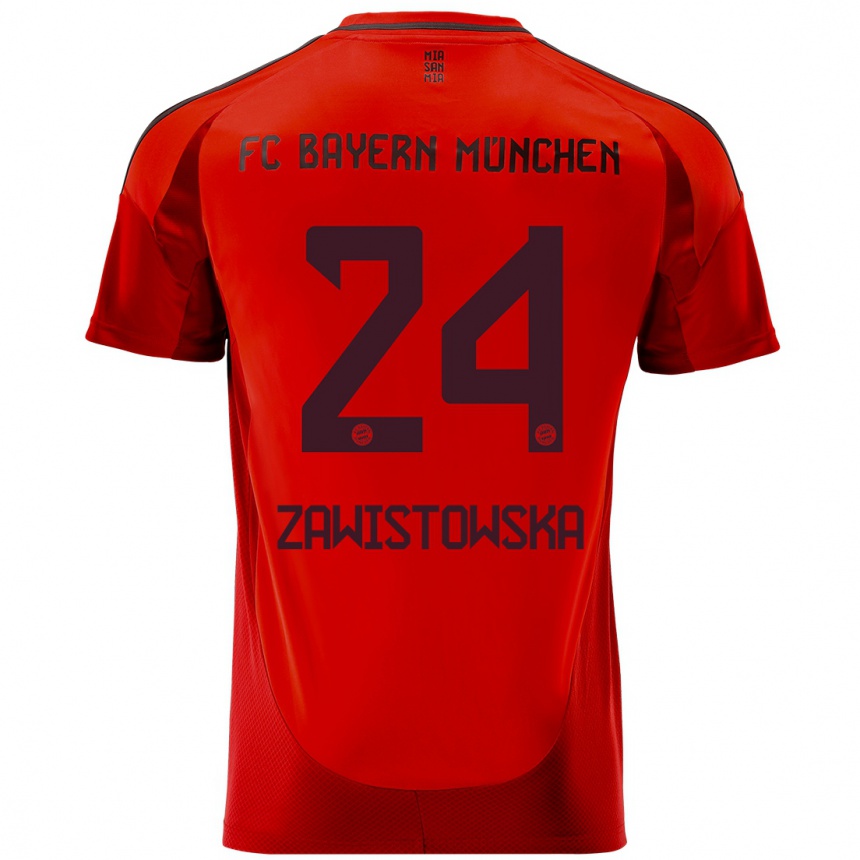 Kinder Fußball Weronika Zawistowska #24 Rot Heimtrikot Trikot 2024/25 T-Shirt Luxemburg