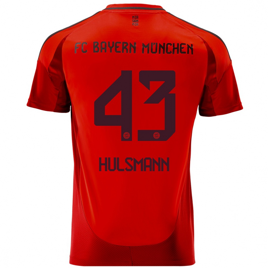 Kinder Fußball Tom Hulsmann #43 Rot Heimtrikot Trikot 2024/25 T-Shirt Luxemburg