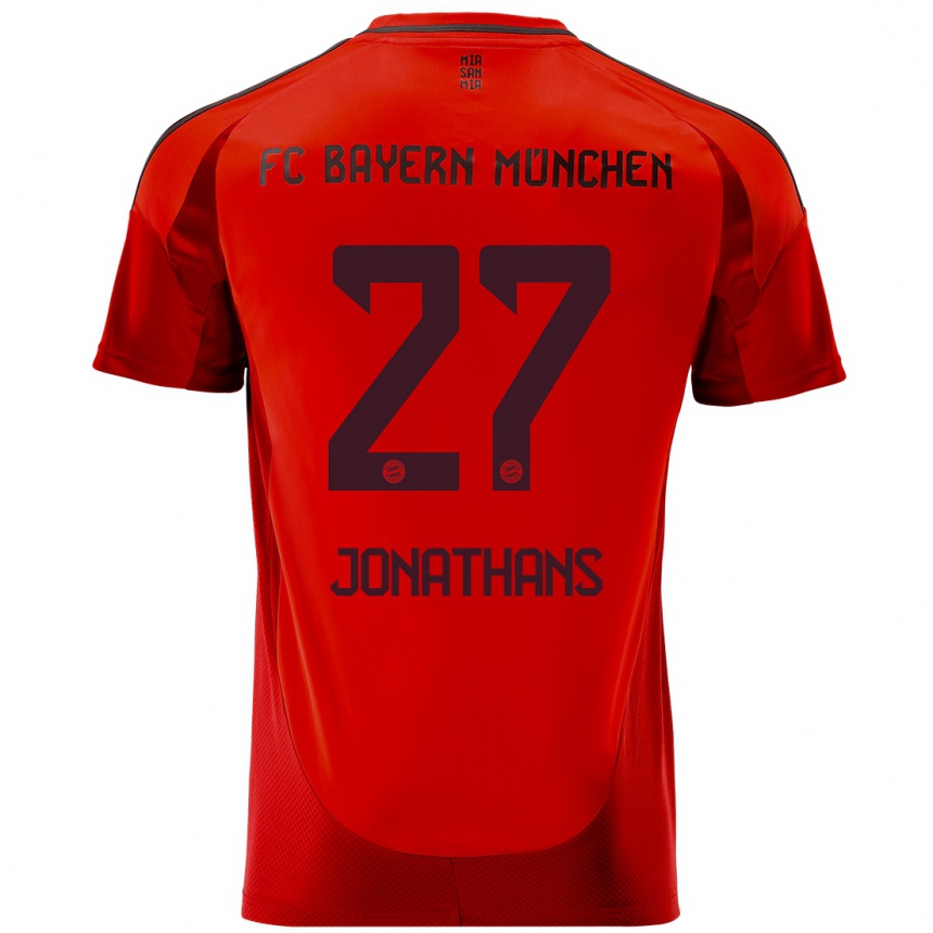 Kinder Fußball David Jonathans #27 Rot Heimtrikot Trikot 2024/25 T-Shirt Luxemburg