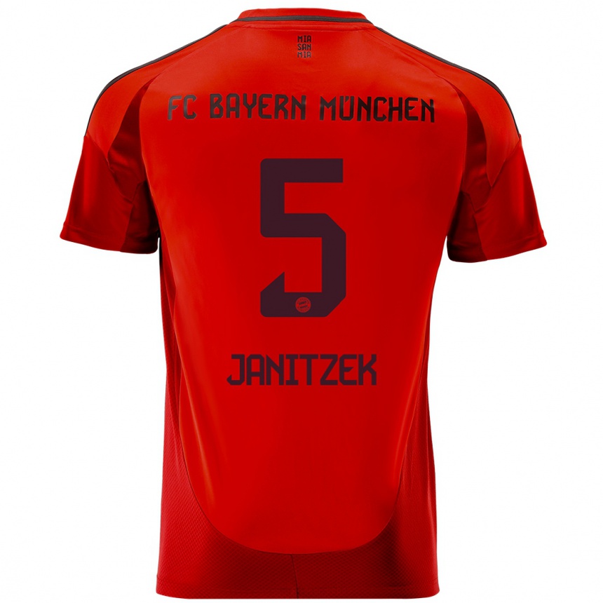 Kinder Fußball Justin Janitzek #5 Rot Heimtrikot Trikot 2024/25 T-Shirt Luxemburg