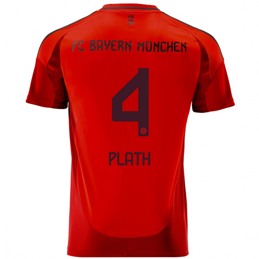 Kinder Fußball Max Plath #4 Rot Heimtrikot Trikot 2024/25 T-Shirt Luxemburg