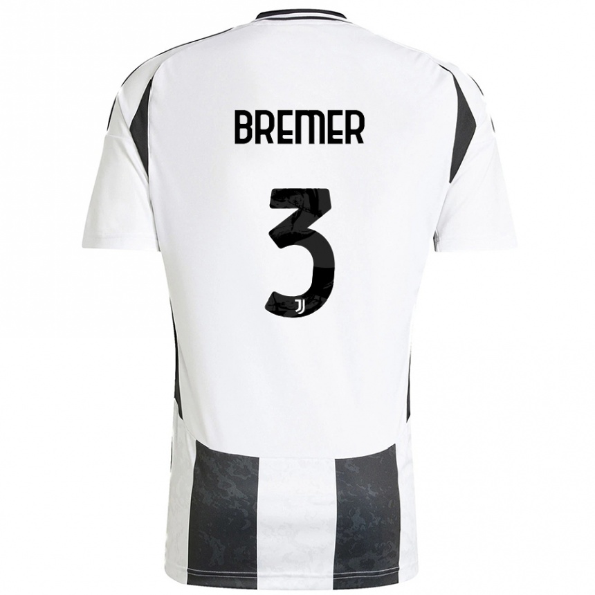 Kinder Fußball Bremer #3 Weiß Schwarz Heimtrikot Trikot 2024/25 T-Shirt Luxemburg