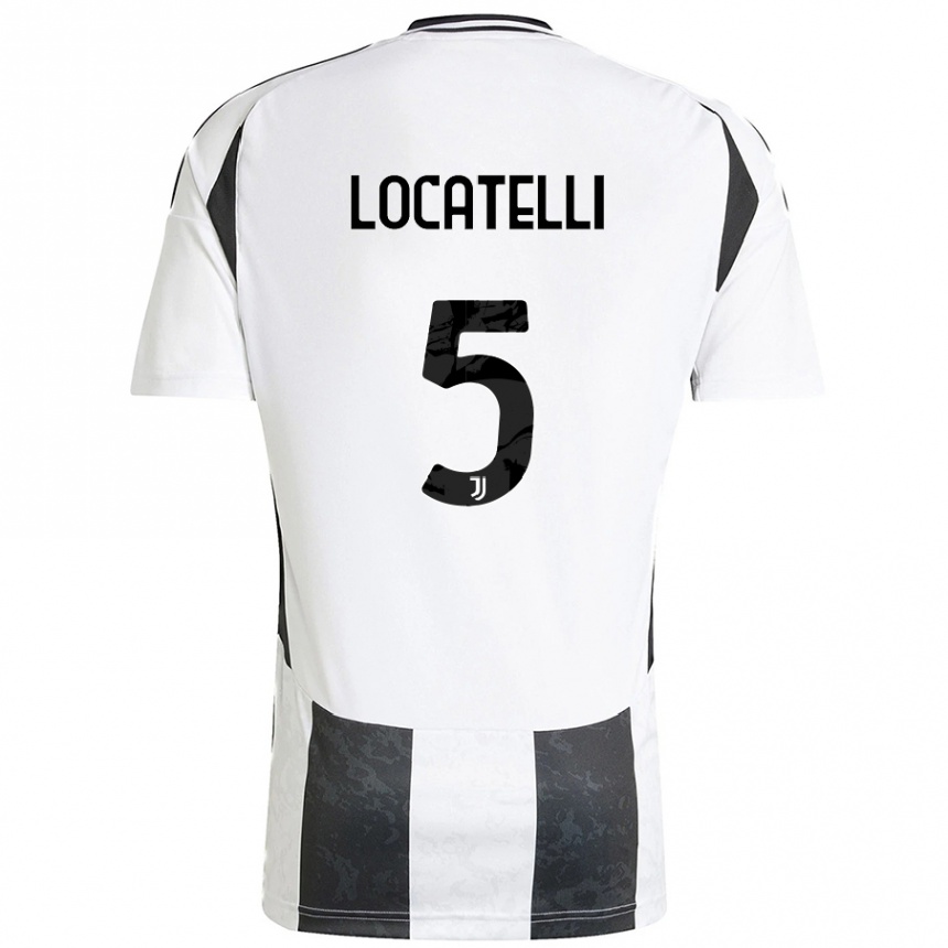 Kinder Fußball Manuel Locatelli #5 Weiß Schwarz Heimtrikot Trikot 2024/25 T-Shirt Luxemburg