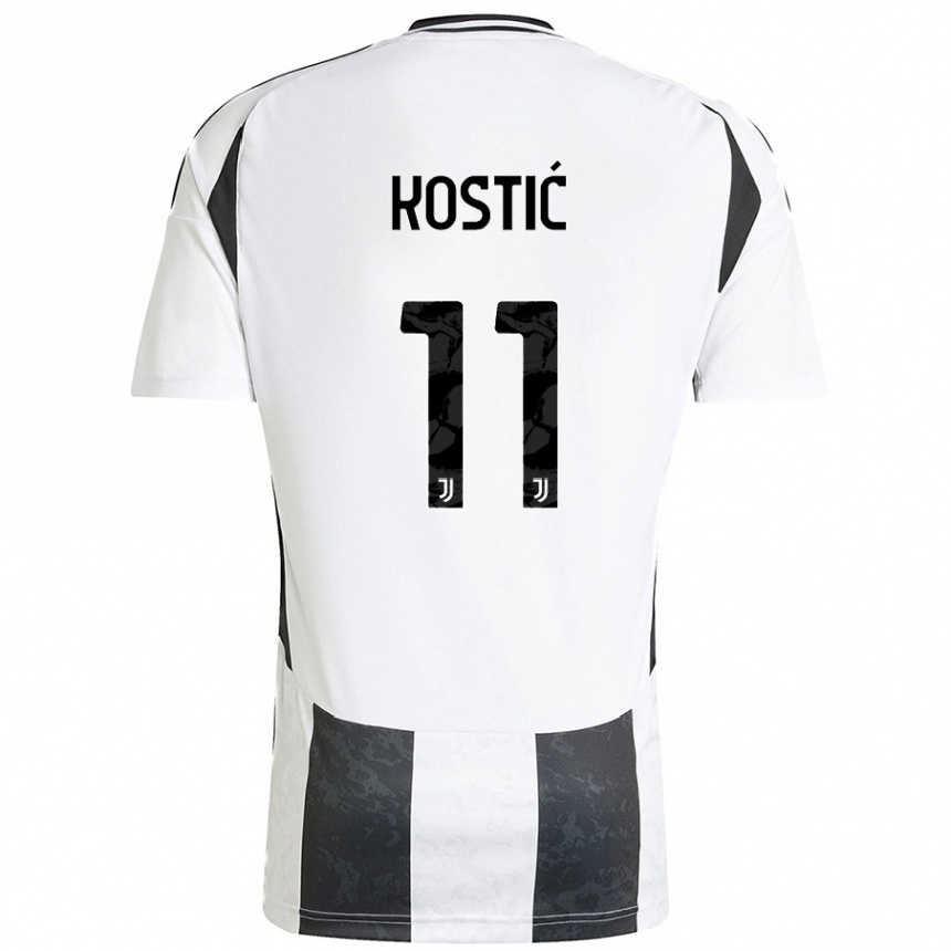 Kinder Fußball Filip Kostic #11 Weiß Schwarz Heimtrikot Trikot 2024/25 T-Shirt Luxemburg