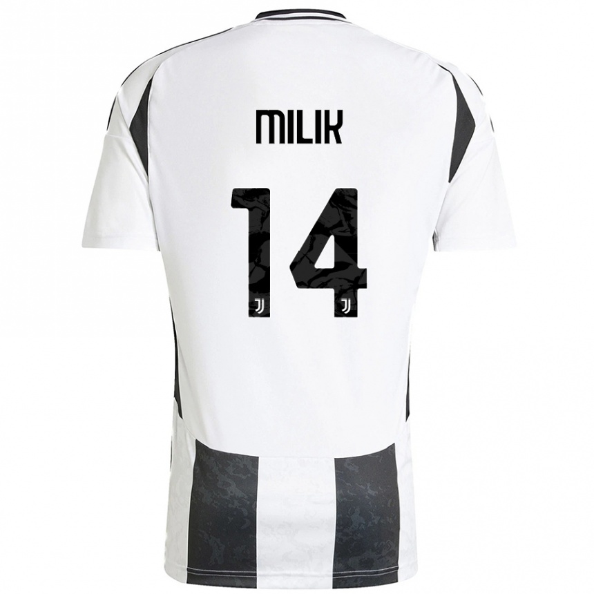 Kinder Fußball Arkadiusz Milik #14 Weiß Schwarz Heimtrikot Trikot 2024/25 T-Shirt Luxemburg