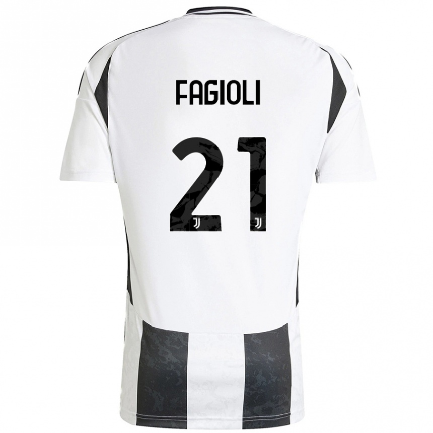 Kinder Fußball Nicolo Fagioli #21 Weiß Schwarz Heimtrikot Trikot 2024/25 T-Shirt Luxemburg