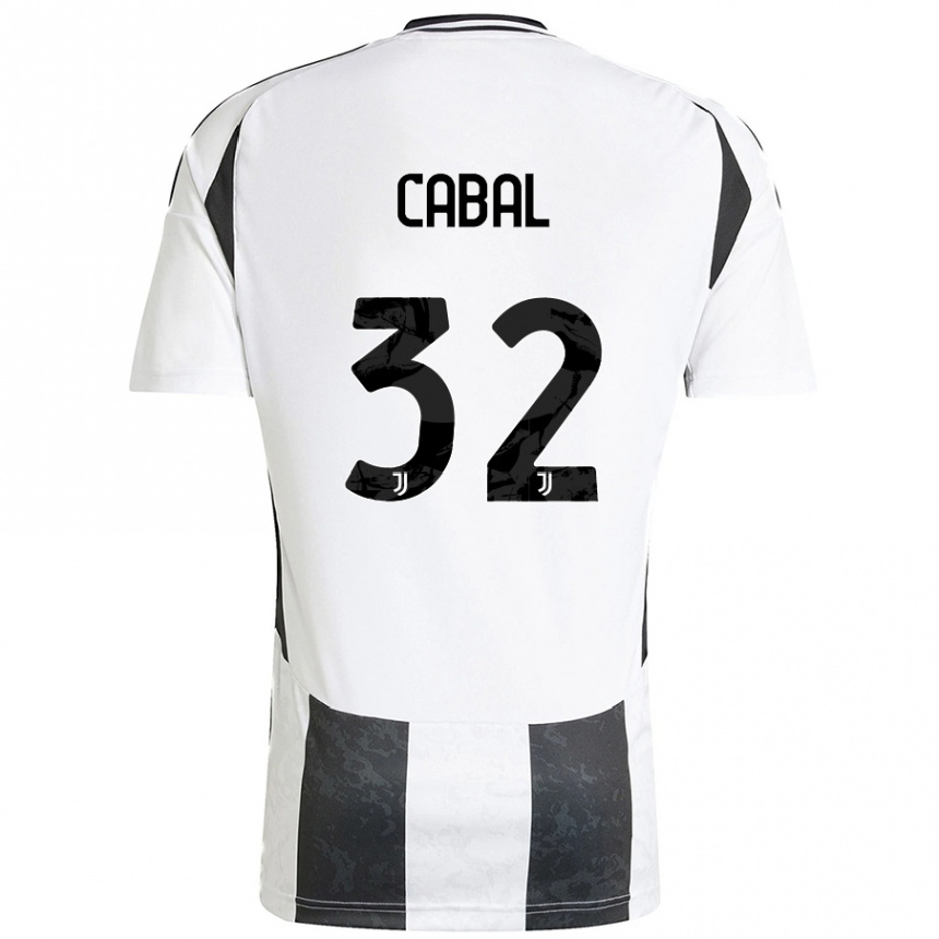 Kinder Fußball Juan Cabal #32 Weiß Schwarz Heimtrikot Trikot 2024/25 T-Shirt Luxemburg