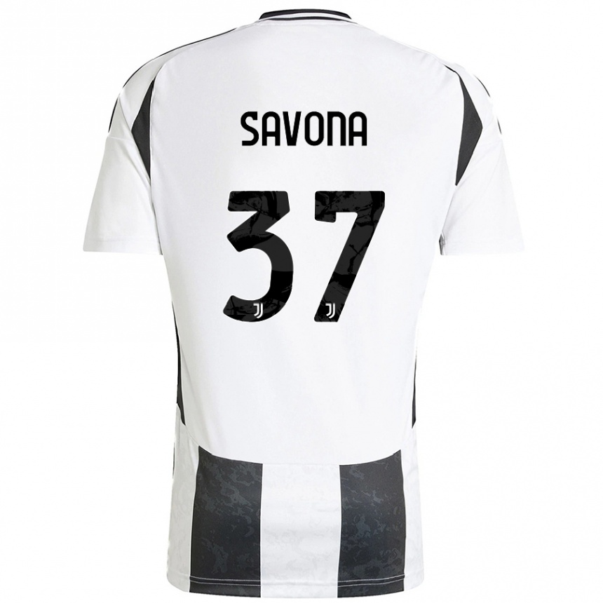 Kinder Fußball Nicolo Savona #37 Weiß Schwarz Heimtrikot Trikot 2024/25 T-Shirt Luxemburg