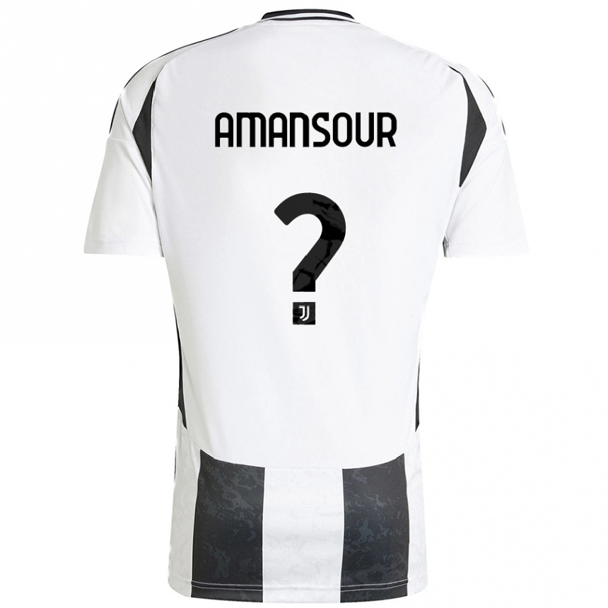 Kinder Fußball Adam Amansour #0 Weiß Schwarz Heimtrikot Trikot 2024/25 T-Shirt Luxemburg