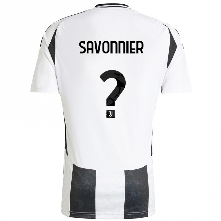 Kinder Fußball Nelson Savonnier #0 Weiß Schwarz Heimtrikot Trikot 2024/25 T-Shirt Luxemburg