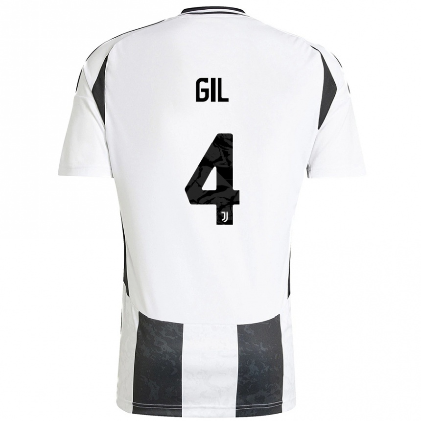 Kinder Fußball Javier Gil #4 Weiß Schwarz Heimtrikot Trikot 2024/25 T-Shirt Luxemburg