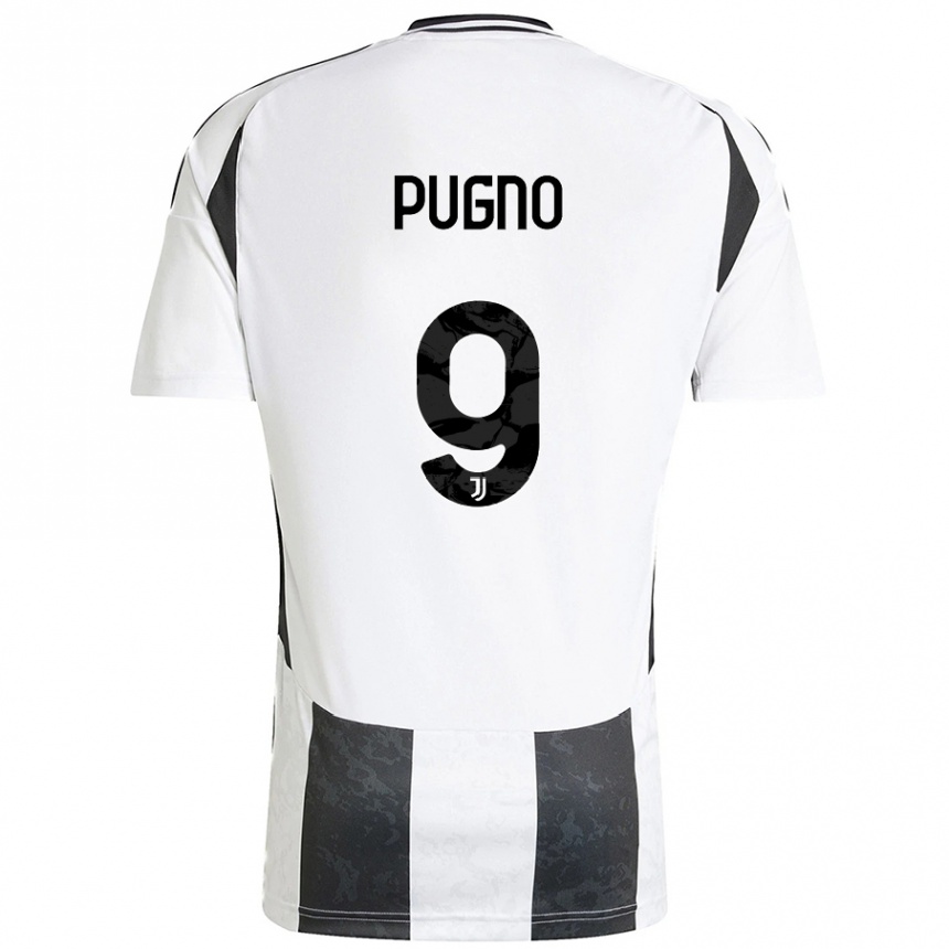 Kinder Fußball Diego Pugno #9 Weiß Schwarz Heimtrikot Trikot 2024/25 T-Shirt Luxemburg