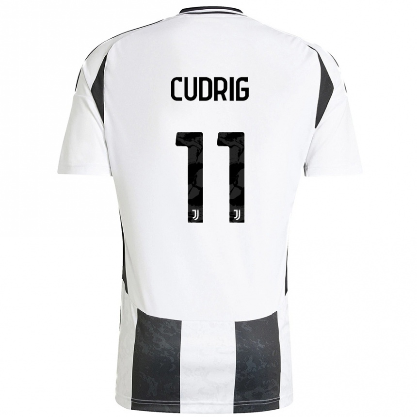 Kinder Fußball Nicolò Cudrig #11 Weiß Schwarz Heimtrikot Trikot 2024/25 T-Shirt Luxemburg