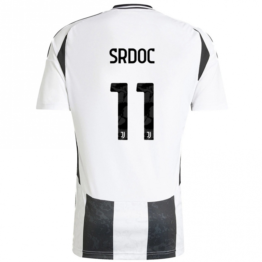 Kinder Fußball Ivano Srdoc #11 Weiß Schwarz Heimtrikot Trikot 2024/25 T-Shirt Luxemburg