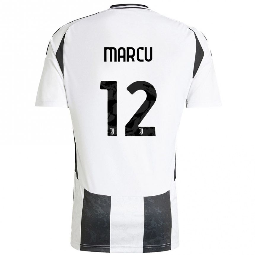 Kinder Fußball Alessio Marcu #12 Weiß Schwarz Heimtrikot Trikot 2024/25 T-Shirt Luxemburg