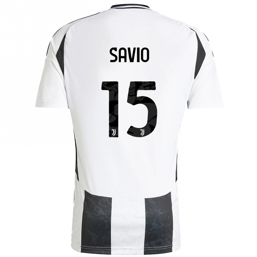 Kinder Fußball Federico Savio #15 Weiß Schwarz Heimtrikot Trikot 2024/25 T-Shirt Luxemburg