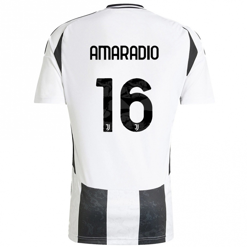 Kinder Fußball Luca Amaradio #16 Weiß Schwarz Heimtrikot Trikot 2024/25 T-Shirt Luxemburg