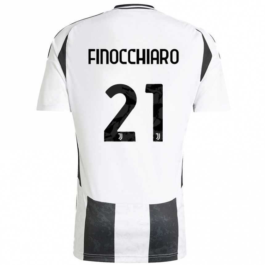 Kinder Fußball Gabriele Finocchiaro #21 Weiß Schwarz Heimtrikot Trikot 2024/25 T-Shirt Luxemburg