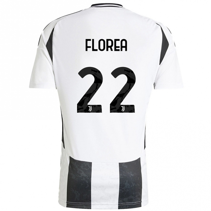 Kinder Fußball Andrei Florea #22 Weiß Schwarz Heimtrikot Trikot 2024/25 T-Shirt Luxemburg