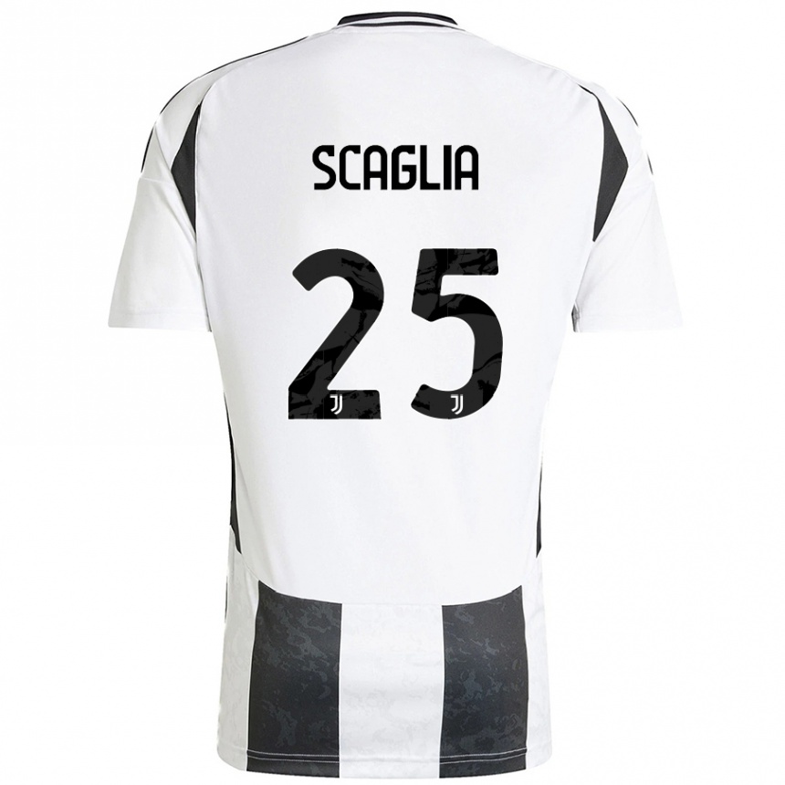 Kinder Fußball Simone Scaglia #25 Weiß Schwarz Heimtrikot Trikot 2024/25 T-Shirt Luxemburg