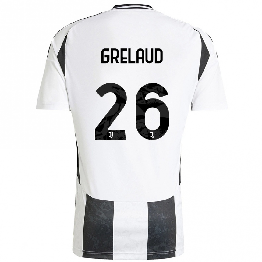 Kinder Fußball Josue Grelaud #26 Weiß Schwarz Heimtrikot Trikot 2024/25 T-Shirt Luxemburg