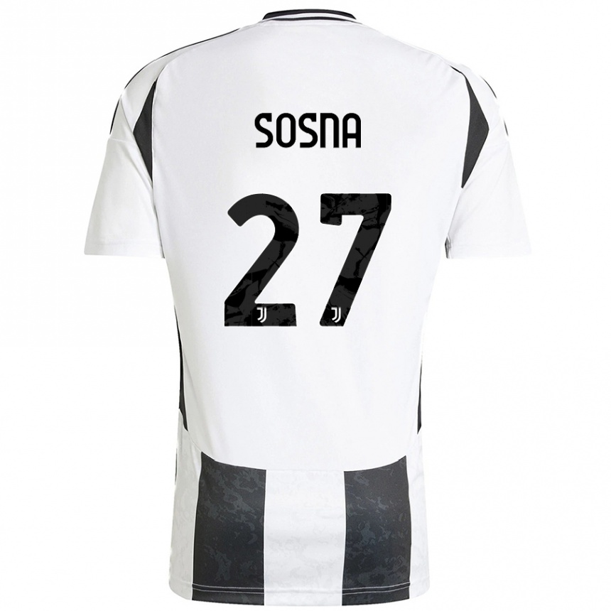 Kinder Fußball Adam Sosna #27 Weiß Schwarz Heimtrikot Trikot 2024/25 T-Shirt Luxemburg