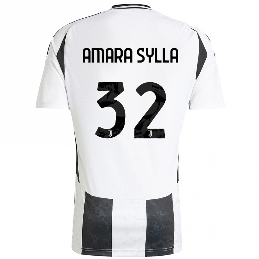 Kinder Fußball Idris Amara Sylla #32 Weiß Schwarz Heimtrikot Trikot 2024/25 T-Shirt Luxemburg