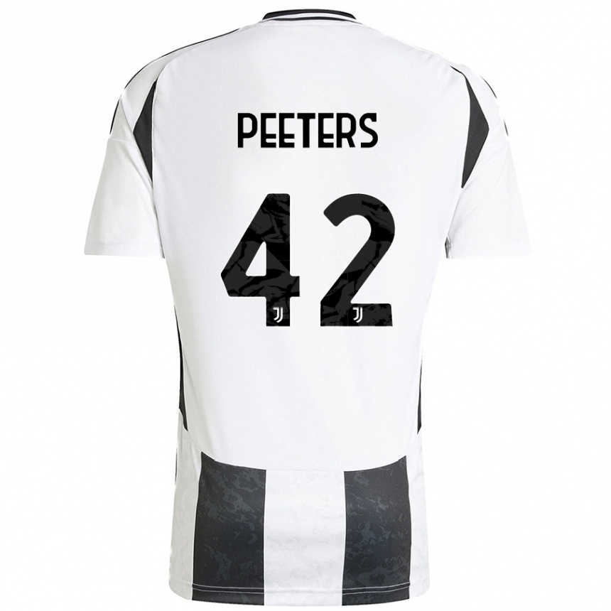 Kinder Fußball Daouda Peeters #42 Weiß Schwarz Heimtrikot Trikot 2024/25 T-Shirt Luxemburg