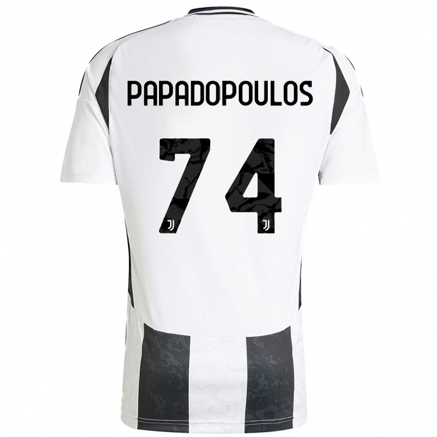 Kinder Fußball Christos Papadopoulos #74 Weiß Schwarz Heimtrikot Trikot 2024/25 T-Shirt Luxemburg