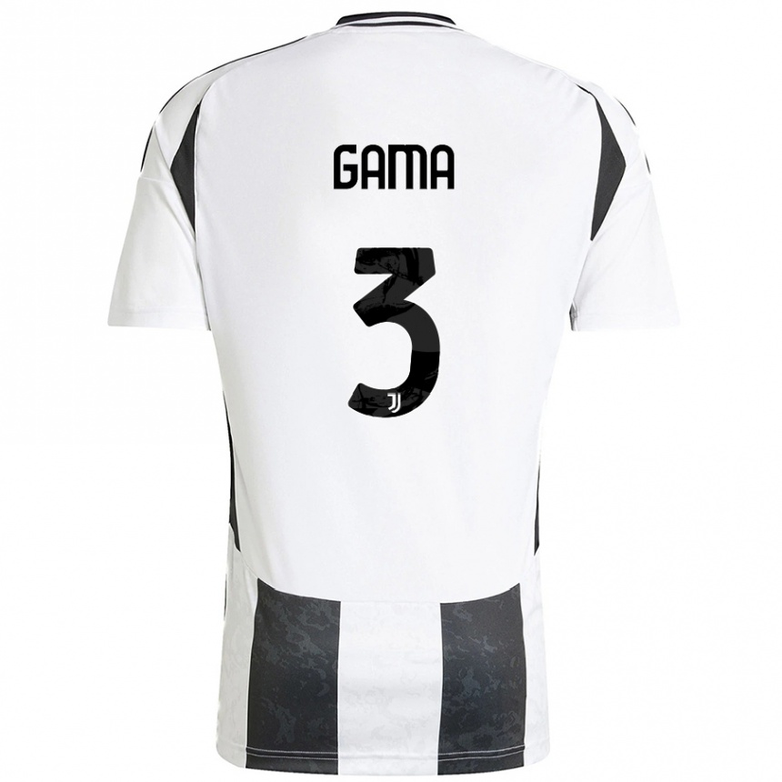 Kinder Fußball Sara Gama #3 Weiß Schwarz Heimtrikot Trikot 2024/25 T-Shirt Luxemburg