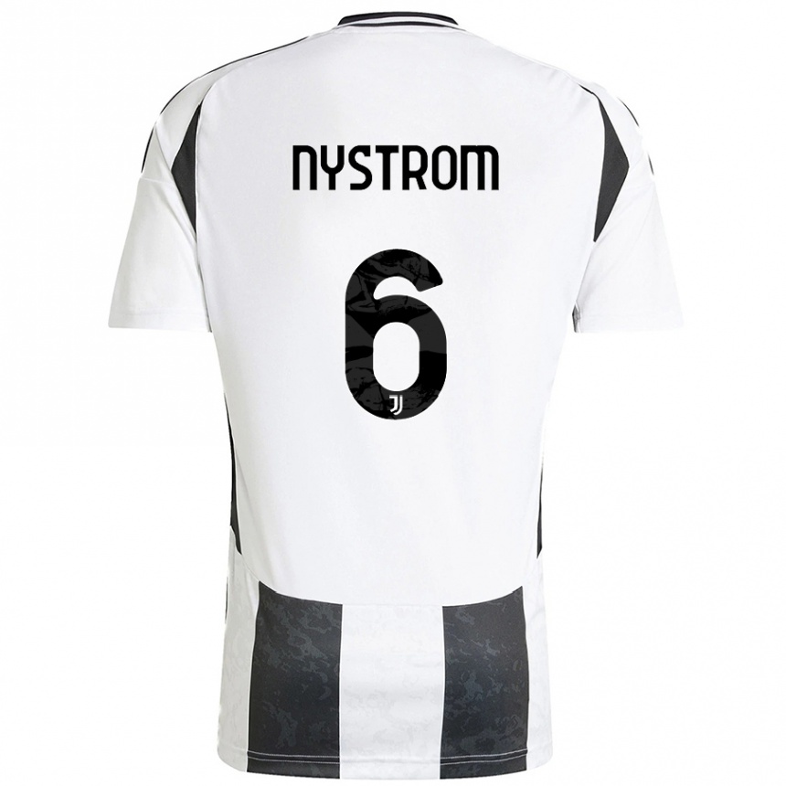 Kinder Fußball Paulina Nyström #6 Weiß Schwarz Heimtrikot Trikot 2024/25 T-Shirt Luxemburg