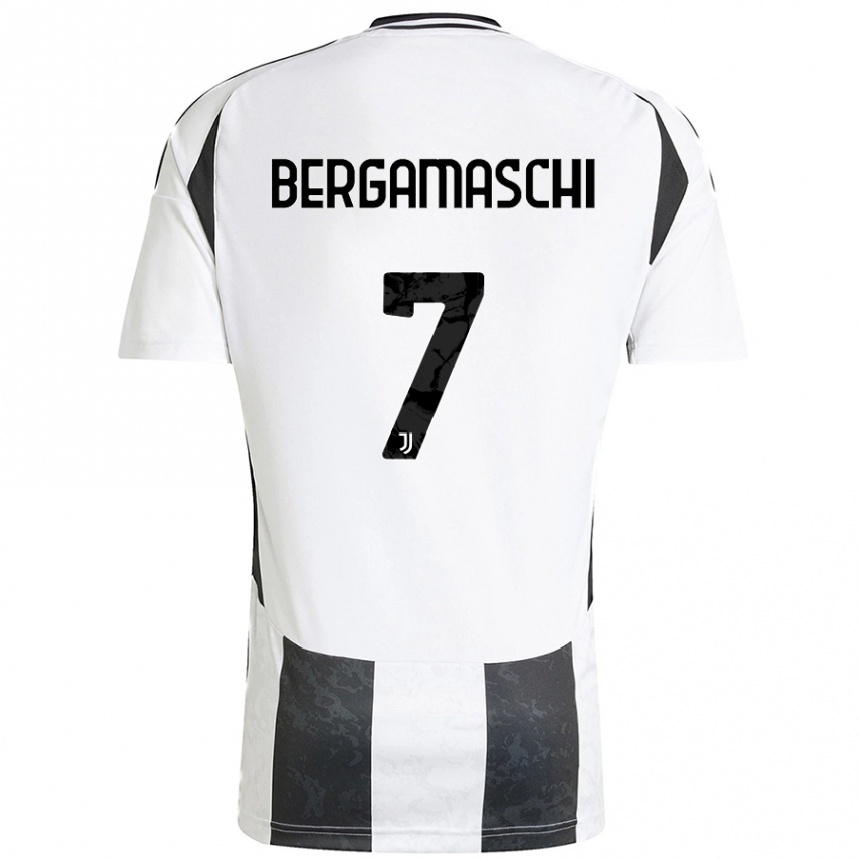 Kinder Fußball Valentina Bergamaschi #7 Weiß Schwarz Heimtrikot Trikot 2024/25 T-Shirt Luxemburg