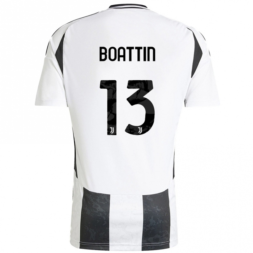 Kinder Fußball Lisa Boattin #13 Weiß Schwarz Heimtrikot Trikot 2024/25 T-Shirt Luxemburg