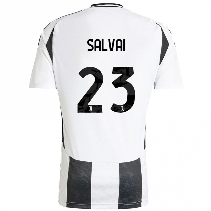 Kinder Fußball Cecilia Salvai #23 Weiß Schwarz Heimtrikot Trikot 2024/25 T-Shirt Luxemburg