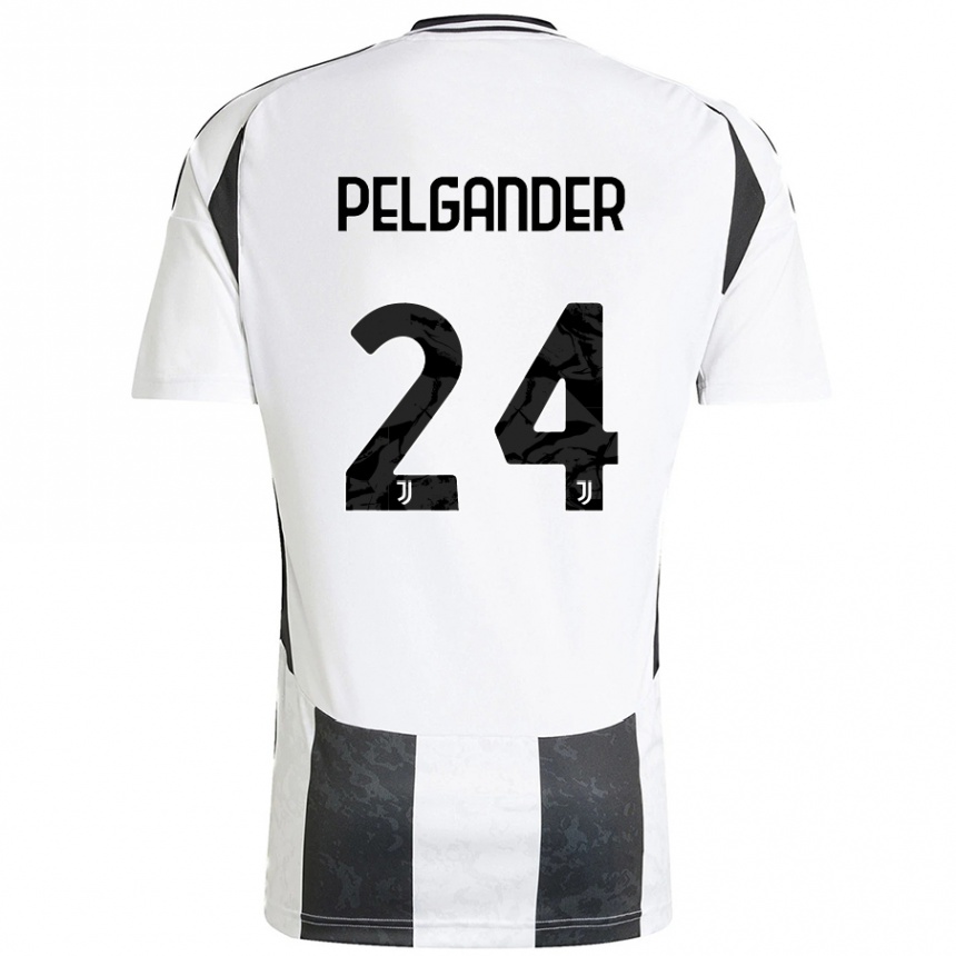 Kinder Fußball Elsa Pelgander #24 Weiß Schwarz Heimtrikot Trikot 2024/25 T-Shirt Luxemburg