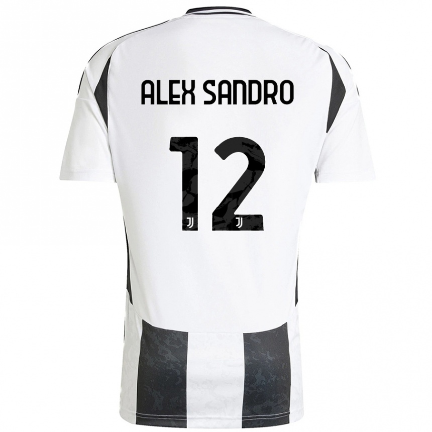 Kinder Fußball Alex Sandro #12 Weiß Schwarz Heimtrikot Trikot 2024/25 T-Shirt Luxemburg